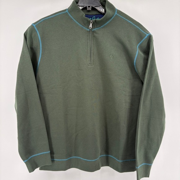 Robert Graham Mens Fulham Quarter Zip Sweatshirt Classic Fit Deep Forest GreenXL - Picture 2 of 11